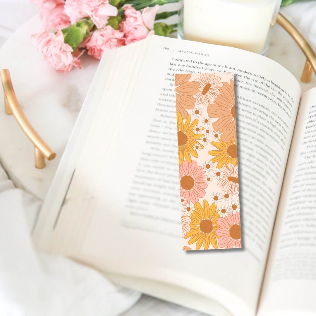 Boho Floral Laminated Bookmark: Handmade Book Lover Gift - Etsy