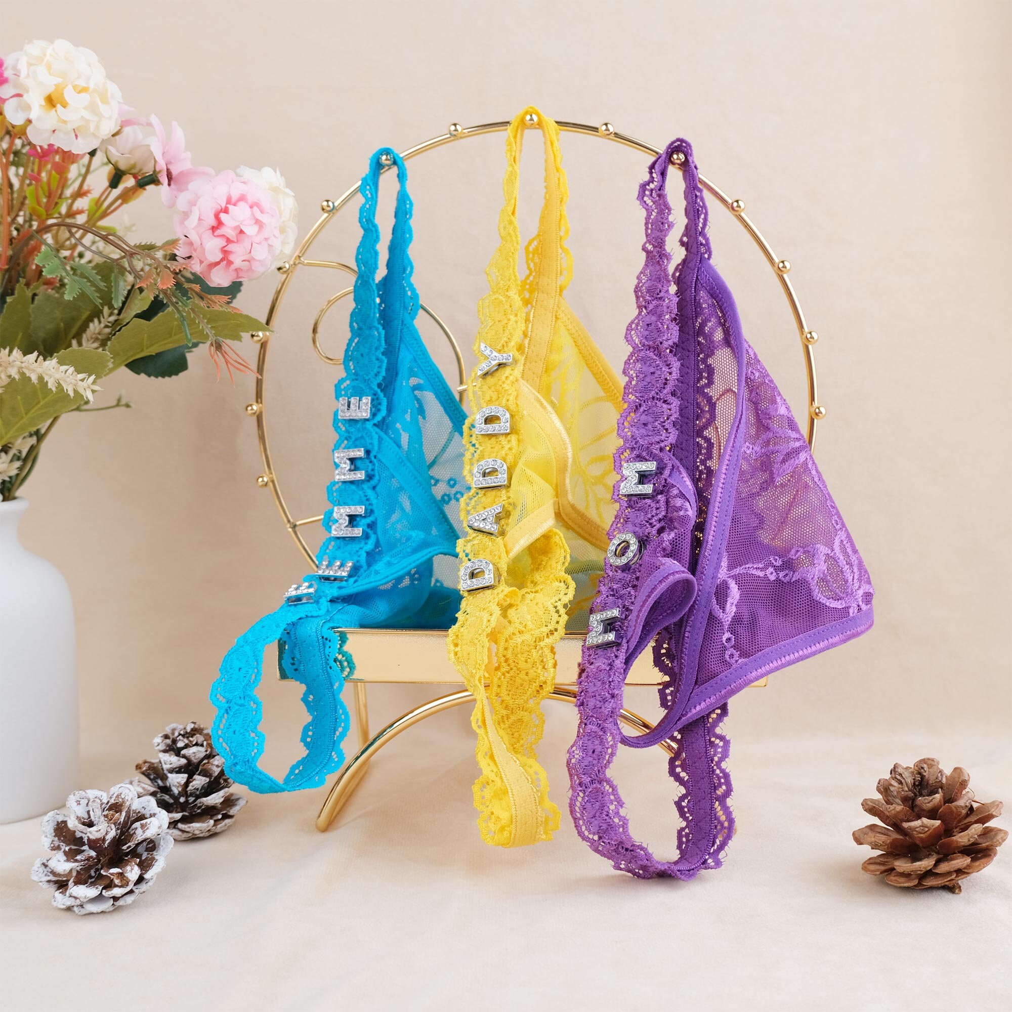 Name Tanga, benutzerdefinierte Spitze String, personalisiertes Geschenk
