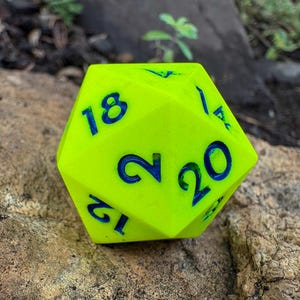 Voltspire Chonk D20 for Dungeons and Dragons | Hand-cast Jesmonite | Oversized sharp-edge dice