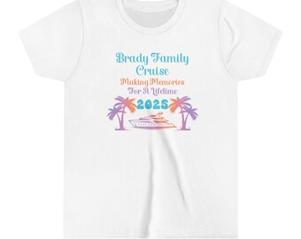 Family Cruise Custom Youth Short Sleeve Tee, Personalized, Matching Family Cruise Shirt for Kids, Family Group Vacation, Cousin Crew