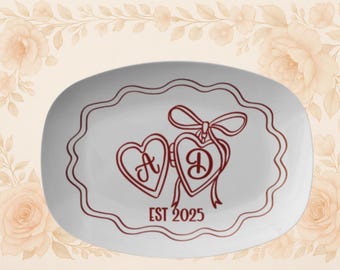 Personalized Wedding Ceramic Platter, Custom Bridal Dish, Wedding Gifts For Newlyweds, New Home Decor Gift