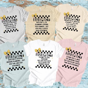Verdachte groepsleraar claimt laatste schooldag T-shirt, eindejaarscadeau, shirt zomervakantie, grappige leraartops, laatste lesdag, sarcastisch