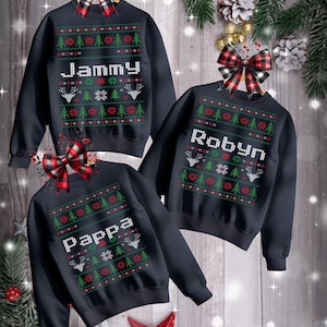 Personalized Ugly Sweater, Christmas Sweatshirt for Group, Custom Name Crewneck, Matching Made To Order Ugly Pullover, Family Ugly Sweater