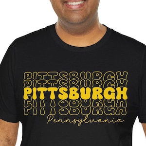 Pittsburgh Tee, Pittsburgh Retro Design Shirt, Yinzer Shirt, Gift for Pittsburgher, Pittsburgh Black and Gold, Pittsburgh Design Tee