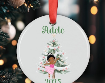 Personalized Christmas Ornament, Ballerina Custom Acrylic Ornament with Ribbon, Made to Order Nutcracker Ballet Ornament with Name and Year