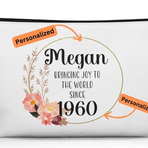 Cosmetics Bag, Custom Name and Birth Year Accessory Pouch - Thoughtful Gift for Her Birthday! Personalized Makeup Bag, Stylish Cosmetic Case