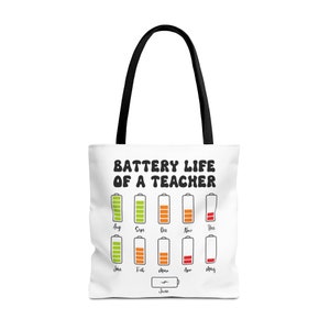 Sac fourre-tout drôle pour professeur personnalisé, autonomie de la batterie personnalisée d'un sac fourre-tout pour professeur, cadeau pour professeur, sac de rentrée pour professeur, cadeau de Noël
