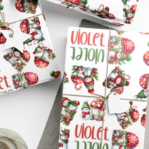 Christmas Mushrooms Woodland Wrapping Paper, Christmas Gift Wrap Paper with Custom Name,  Personalized Xmas Wrap with Mushrooms