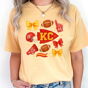 Comfort Colors KC Chiefs Shirt, Kansas City Football Shirt, Coquette Football Shirt, Kansas City Fan Gift, Game Day Tee, Football Lover Gift
