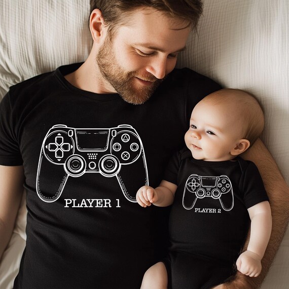 Player and Player Shirts, Gamer Dad and Son Matching Shirt