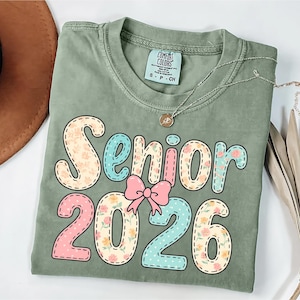 Senior 2026 Comfort Colors Shirt, Coquette Bow Senior Shirt, High School Senior Shirt, Senior 2026 Crewneck Tee, Graduate 2026 T-Shirt