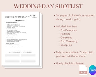 Wedding Photography Shot List | Chronological Order | Photography