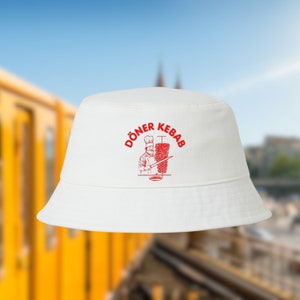 Döner Kebab Hut Mütze Sonnenhut Fischerhut Bucket Hat Anglerhut Weiß Lustige Kappe Mütze Geschenk Drehspieß Mallorca Junggesellenabschied