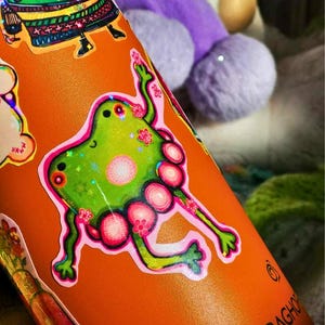 Niedlicher tanzender Ballerina Frosch-Vinyl-Aufkleber, Kawaii Froggy-Aufkleber, Kröte holographischer Vinyl-Aufkleber, Girly Cottagecore Aufkleber, wasserdicht