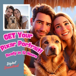 Portrait 3D personnalisé de style Pixar à partir d'une photo, cadeau de dessin animé personnalisé, portrait de style Pixar art, portrait de style dessin animé 3D, dessin de bande dessinée