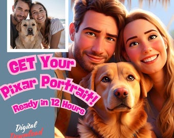3D Custom Pixar Style Portrait from Photo, Personalized Cartoon Gift, Pixar Art Style Portrait, 3D Cartoon Style Portrait, Cartoon Drawing
