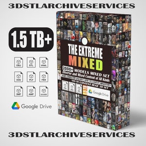 May include: A digital product box with the text "THE EXTREME MIXED" and "2000+ MODELS MIXED SET". The box also includes file type icons and the text "1.5 TB+" and "1500 GB+ CONTENT HUGE 3D SET". The product is available on Google Drive.