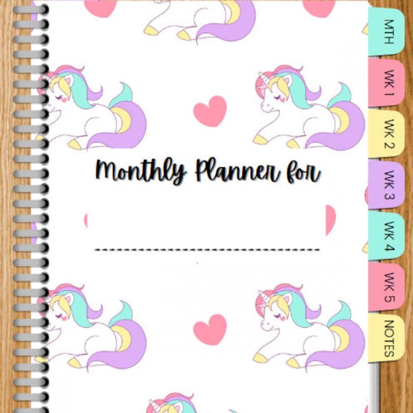 unicorn daily planner, digital undated planner, daily and weekly digital planner, cute daily planner