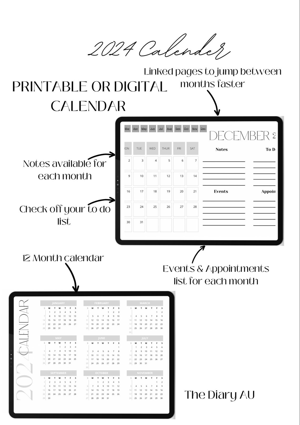 2024 Digital Calendar 2024 Printable Calendar 2024 Templates Calendar