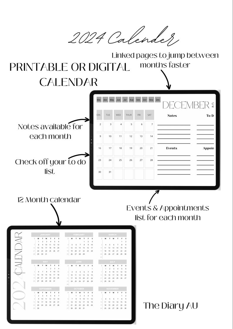 2024 Digital Calendar 2024 Printable Calendar 2024 Templates Calendar