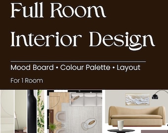 Diseño de interiores de habitaciones completas / Diseño personalizado + Tablero de inspiración + Paleta de colores / Diseñador de interiores virtual