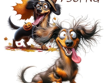 Funny Dachshund PNG Clipart: Halloween Images (Digital Download)