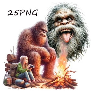 25 imágenes prediseñadas de Pie Grande: Sasquatch y Yeti (descarga digital)