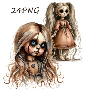 Scary Doll-clipart: horror-png-afbeeldingen (digitale download)