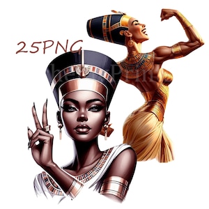Queen Nefertiti PNG Clipart: Egyptian Princess, African Art (25 PNGs) (Digital Download