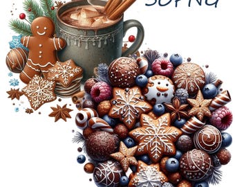 Christmas Cookies PNG, Cookie Clipart PNG, Commercial Use, Card Making, Digital Paper Crafts, 30 PNG Transparent Background