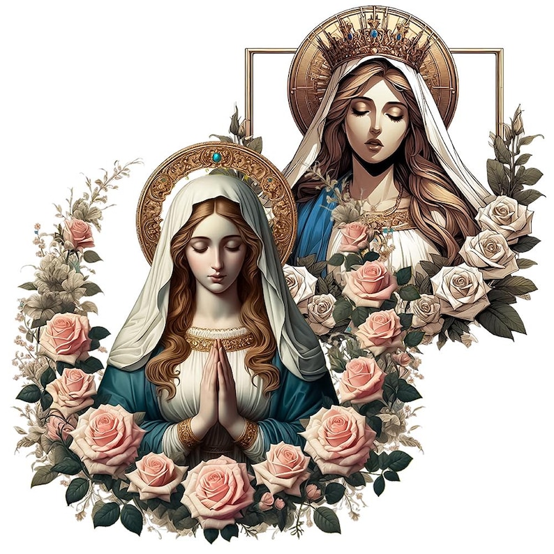 Virgin Mary & Praying Jesus PNG Clipart: Transparent Background (Digital Download) image 8