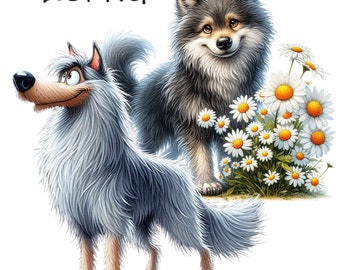 Cartoon Wolf Clipart: 26 PNG Images, Transparent Background (Digital Download)