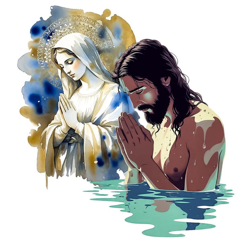 Virgin Mary & Praying Jesus PNG Clipart: Transparent Background (Digital Download) image 6
