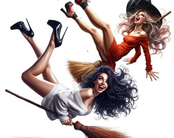 Funny Witches PNG Clipart: Halloween Creative Files (29 Transparent Backgrounds)