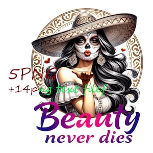 Day of the Dead, La Catrina PNG, Día de Los Muertos Clip Art, Printable Files, Images for Your Creativity, 5 PNG + Transparent Background