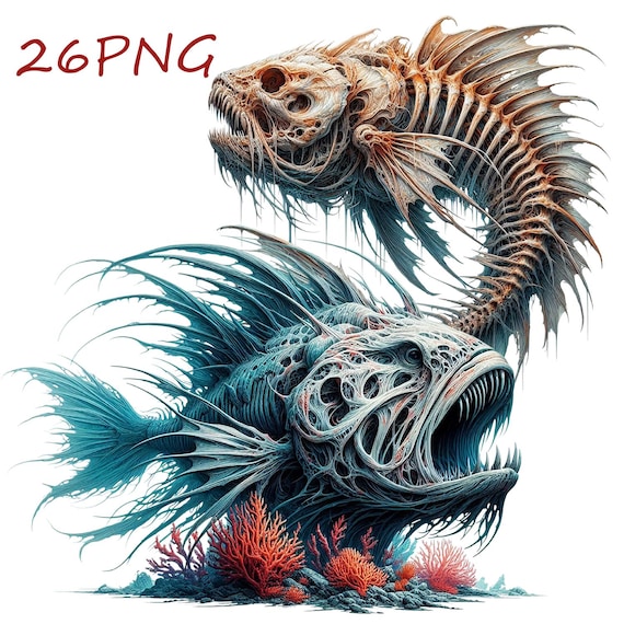 Creepy Deep Sea Fish PNG: Unusual Scary Images (Digital Download)
