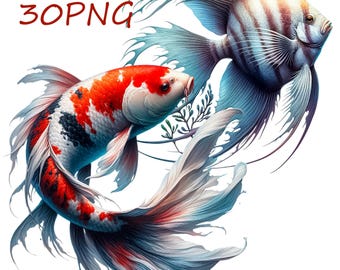 Exotic Fish Illustration: Creative PNG Clipart (Digital Download)