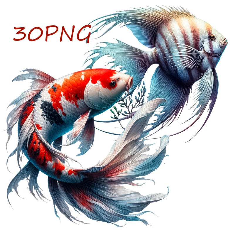 Exotic Fish Illustration: Creative PNG Clipart (Digital Download) image 1