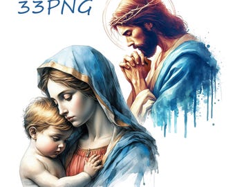Virgin Mary & Baby Jesus PNG Clipart: Transparent Background (Digital Download)