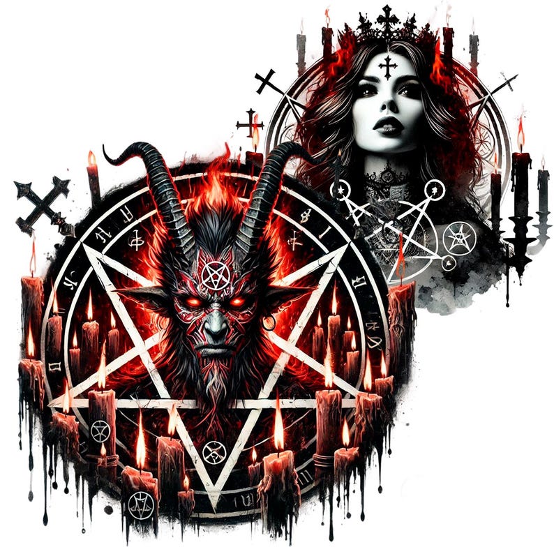 Demonic Satanic PNG Print: Dark Magic Clip Art (Digital Download) image 3