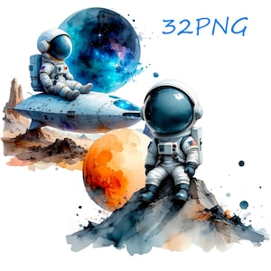 astronaut png, astronaut drawing, watercolor astronaut png, space png, creative files, printable files, 32 png transparent background
