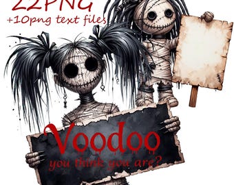 Creepy Voodoo Doll PNG: Gothic Horror Art Illustrations (Digital Download, 22 Files)