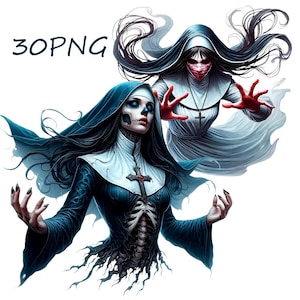 Horror Nun PNG Clipart: Mystical Printable Images (30 PNG)