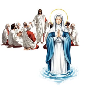 Virgin Mary & Praying Jesus PNG Clipart: Transparent Background (Digital Download) image 4