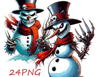 Sneeuwpophorror png, kerstclipart, 24 transparante achtergronden png