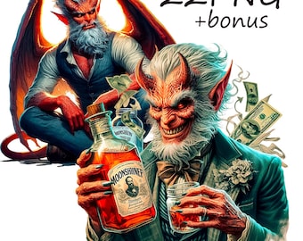 Dämon und Mondschein PNG Clipart, dunkle Mystik Bilder (digitaler Download)