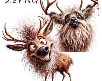 Cartoon Deer Illustration: 28 PNG Clipart Images (Digital Download)