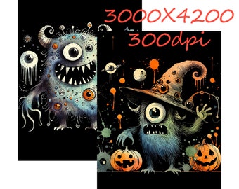 A set of Halloween postcards and posters, designs for digital printing, files with unusual images for your creativity, 20 JPEG files