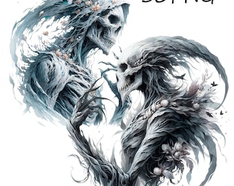 Sensenmann & Zombie Clipart: Mystische PNG Bilder (Digitaler Download)