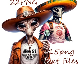 Alien Clipart PNG, Bereich 51, Westernhut, Sombrero (Digitaler Download)